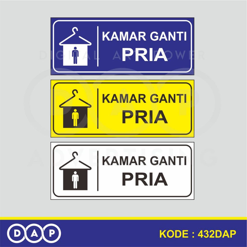 

432 - STIKER LABEL KAMAR GANTI PRIA - 25 X 10 CM - VYNIL - TERBAIK