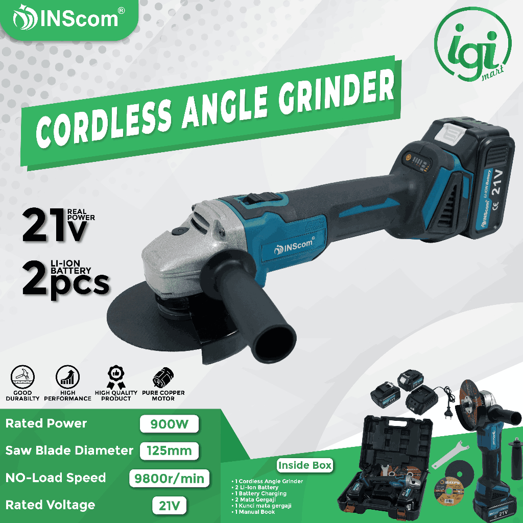 MESIN GERINDA BATERAI CORDLESS SET ANGLE GRINDER GRINDA TANGAN