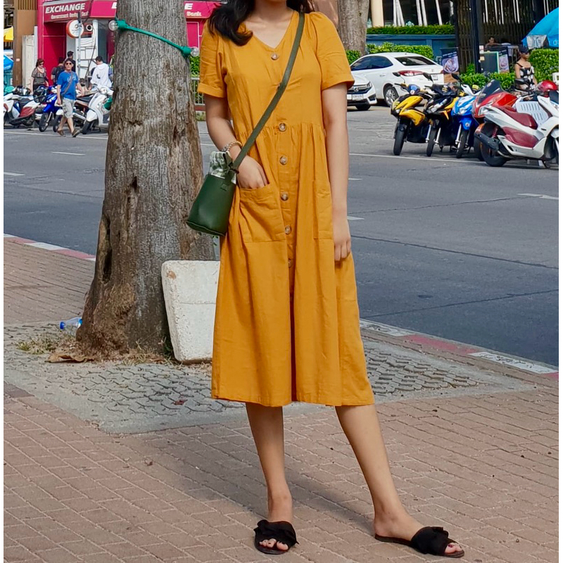 PRELOVED BUTTON MAXI DRESS