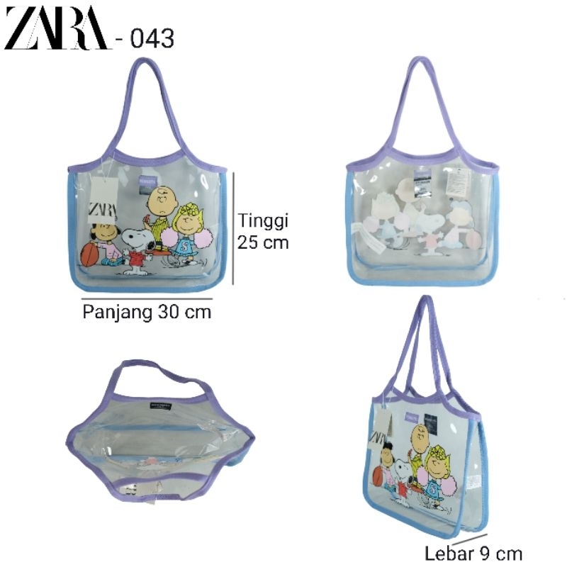 Tote Bag Zara 043 Transparan Snoopy Tas konser bagus import Grade Ori