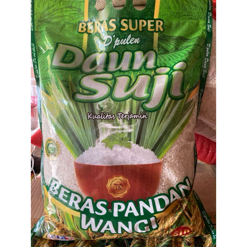 

Beras Super Premium D'Pulen Daun Suji Kemasan 3,5 Kg Murah