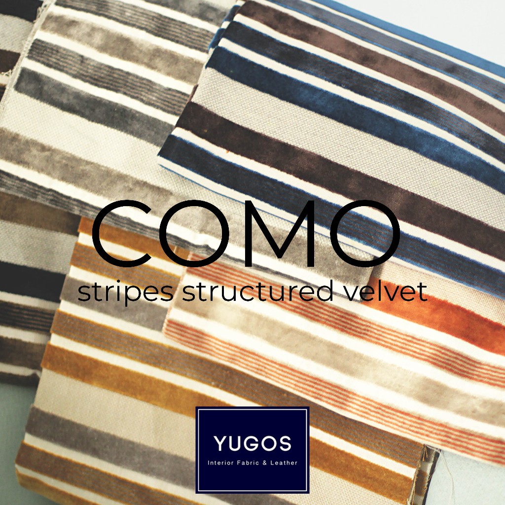 COMO Kain Sofa Kursi Garis Baldu Timbul Lembut Premium