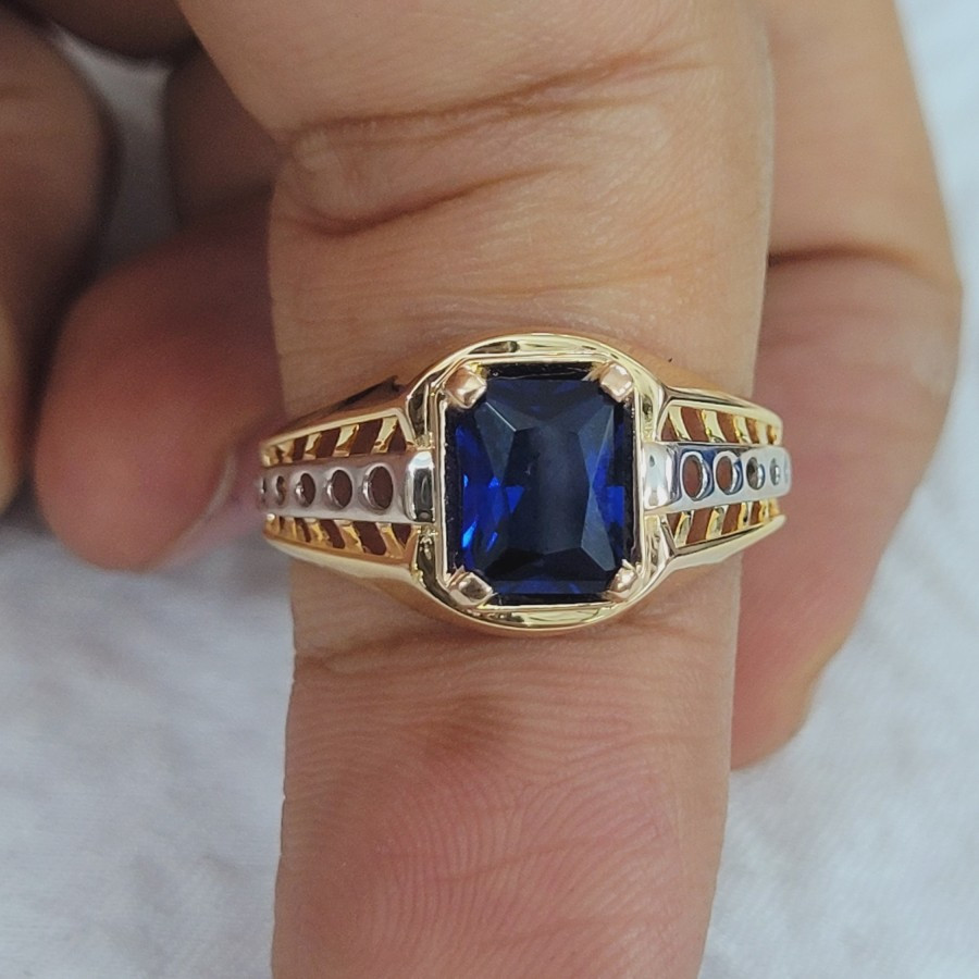 cincin pria laki cowok mata biru emas 70% 700 70 % variasi