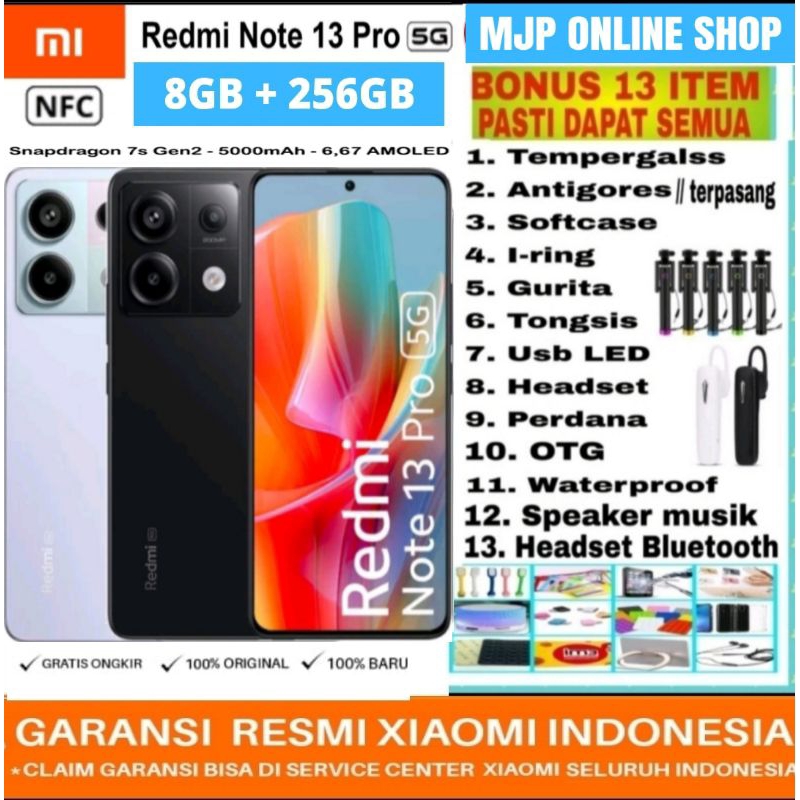 XIAOMI REDMI NOTE 13 PRO 5G 8/256GB RAM 8GB ROM 256GB GARANSI RESMI XIAOMI