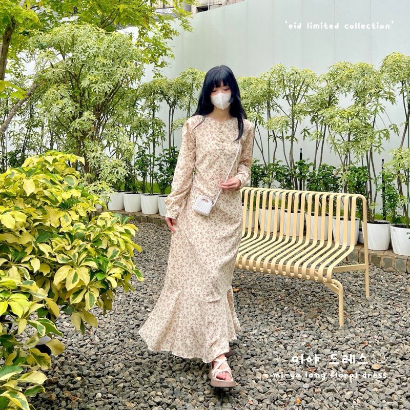 미야 드레스 mi-ya long floral korean dress | hijab friendly untuk lebaran