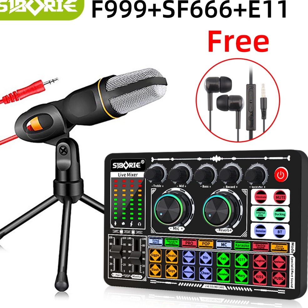 TREND TERBARU Siborie F999 soundcardSF666 mic paket lengkap Full SET 1 Original Siap COD