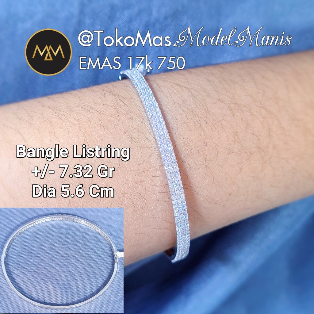 Gelang Listring 3 Layer Emas Putih 750 kadar 18k