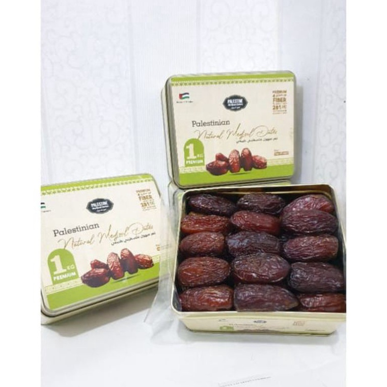 

IBV446 BEST SELLER Kurma Medjool Palestina Jumbo Grade A 1kg Original Palestine DatesKemasan Kaleng Premium
