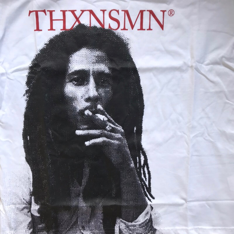 Tshirt Thanksinsomnia - Bob Marley Ringer Tee White Red