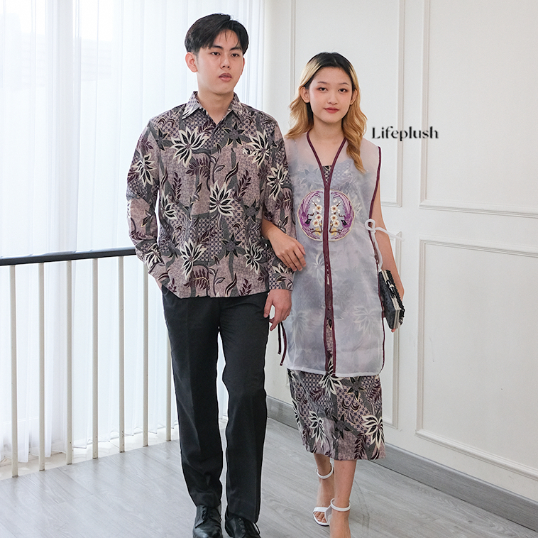 Dress Batik Modern Couple Organza Bordir Mewah Wanita Pesta Kondangan Cantik- Lifeplush Citra