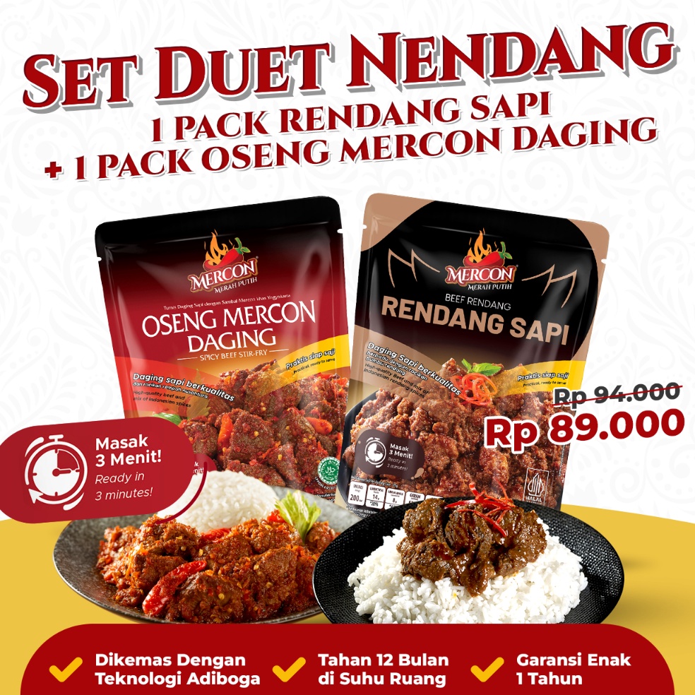 

YQB176 FREE ONGKIR Mercon Merah Putih Set Duet Nendang II Oseng Mercon Daging Rendang Sapi