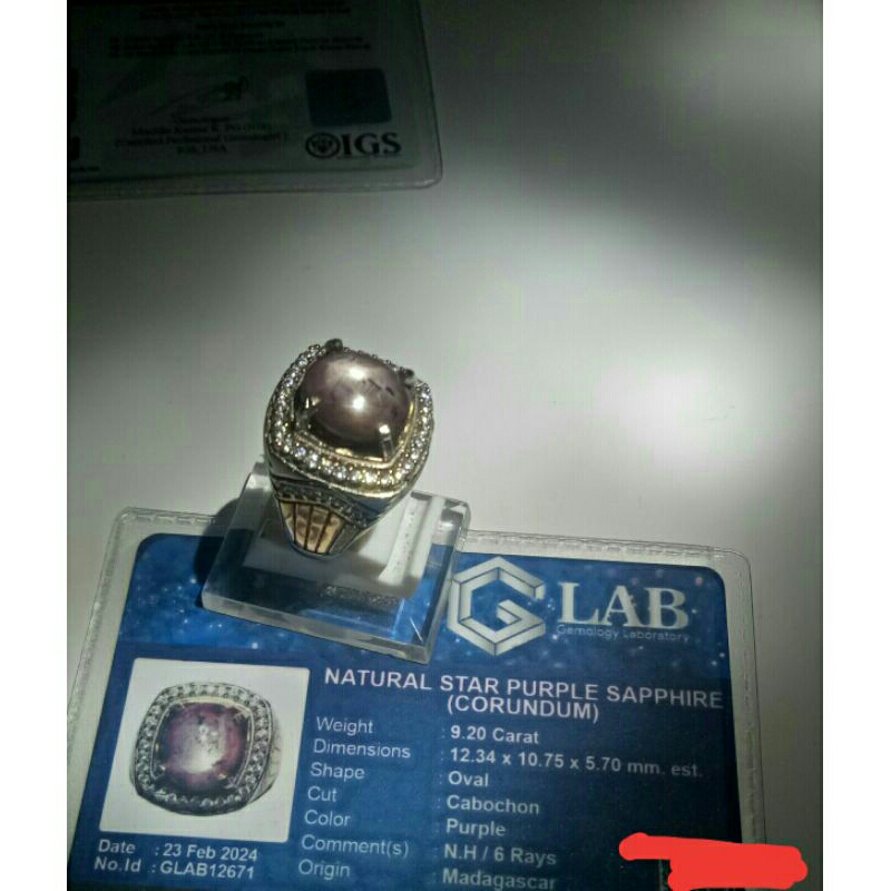 Cincin Ruby ungu purple star safir big size