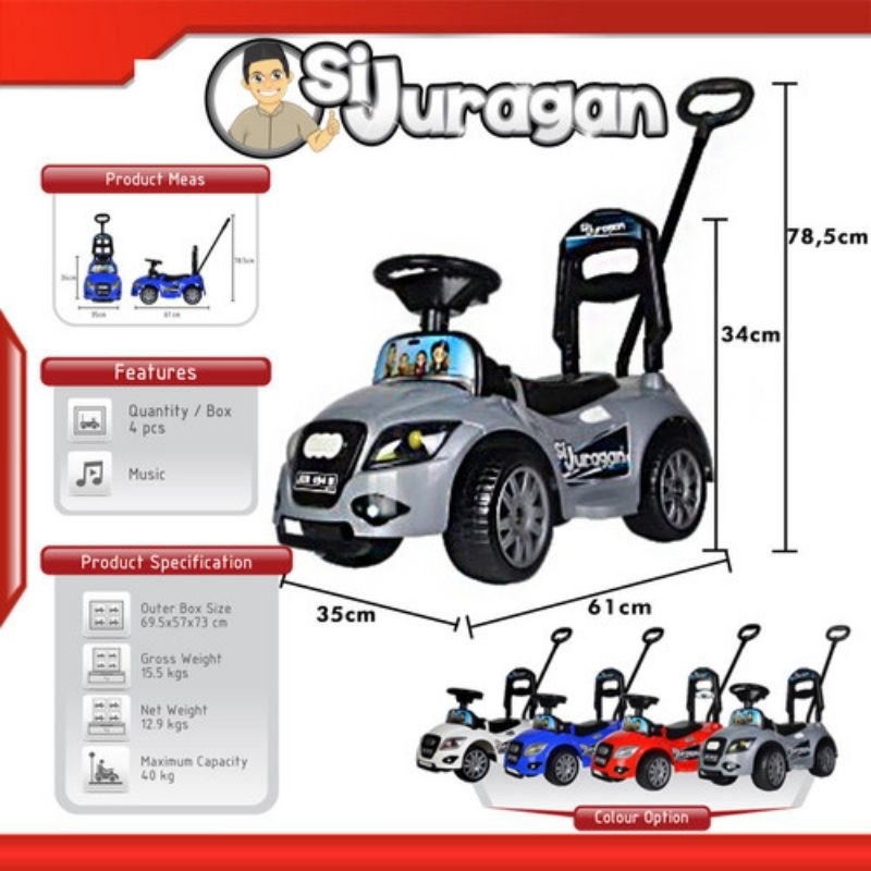 KEN - Mainan Yotta Mobil Duduk Dorong Ride On Car Sijuragan