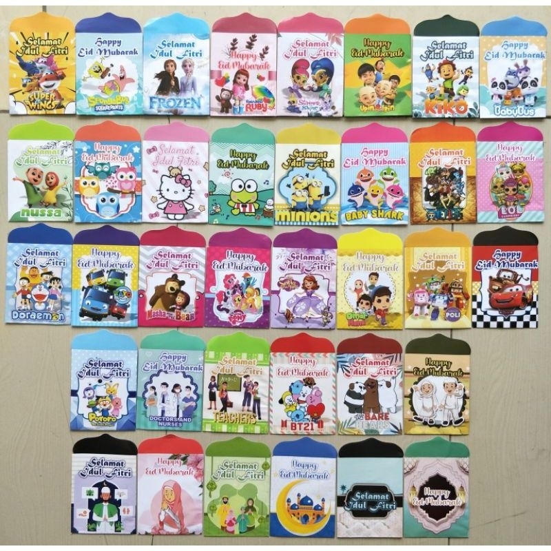

(5pack) 50pcs amplop lebaran medium motif karakter