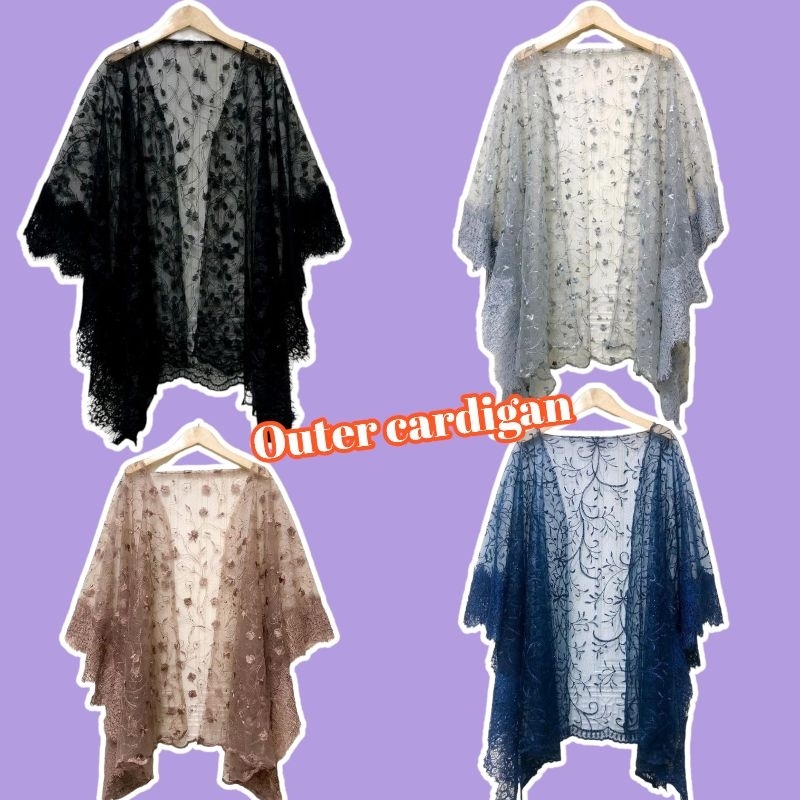 	 outer cardigan kebaya bridesmaid baju kondangan tille mix brokat renda untuk acara formal	