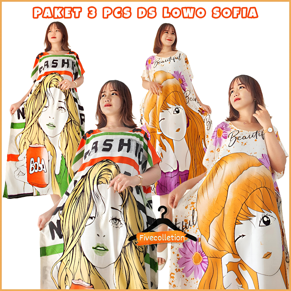 Paket Usaha 3 Pcs Daster Rayon Sofia Karakter Ld 130 Bumil Jumbo