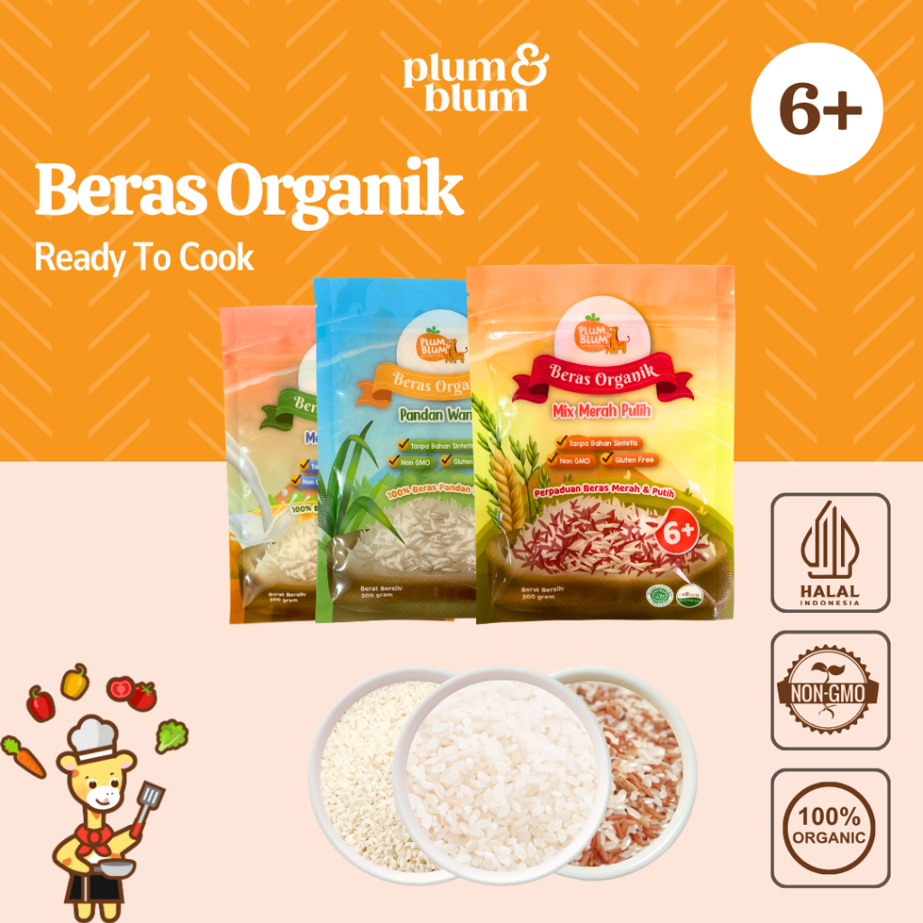

Plum & Blum BUMBU BUNDA Beras Organik MPASI Beras Merah Beras Mentik susu Beras Pandan wangi