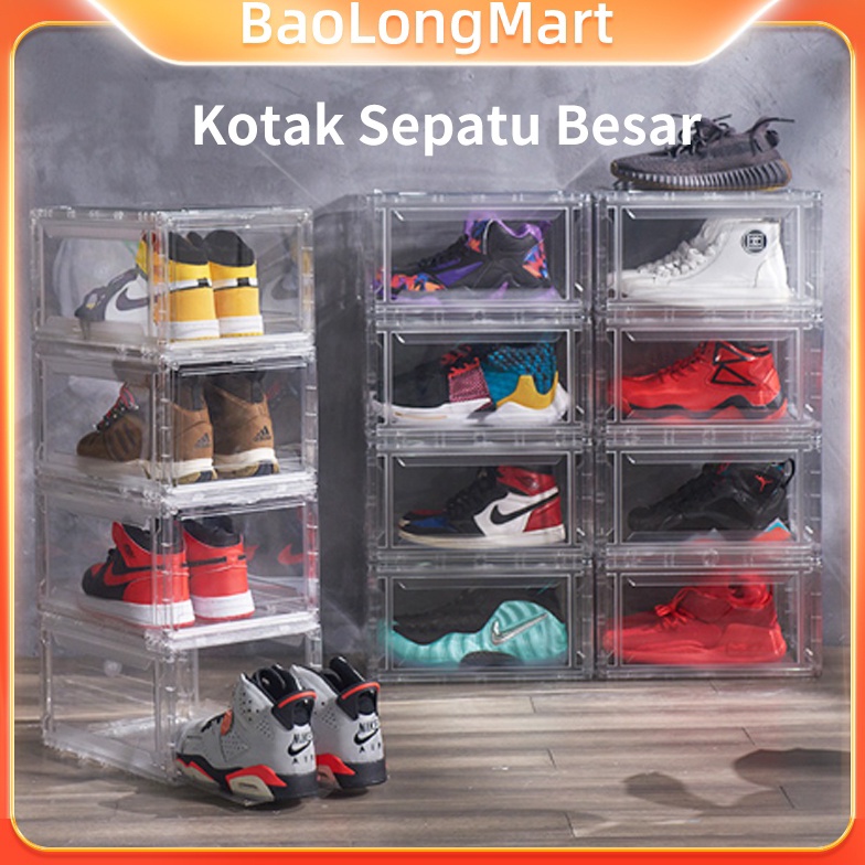 Super Sale Kotak Sepatu Plastic Sneaker Stackable Transparan Storage Acrylic Box Sepatu Tempat Penyi