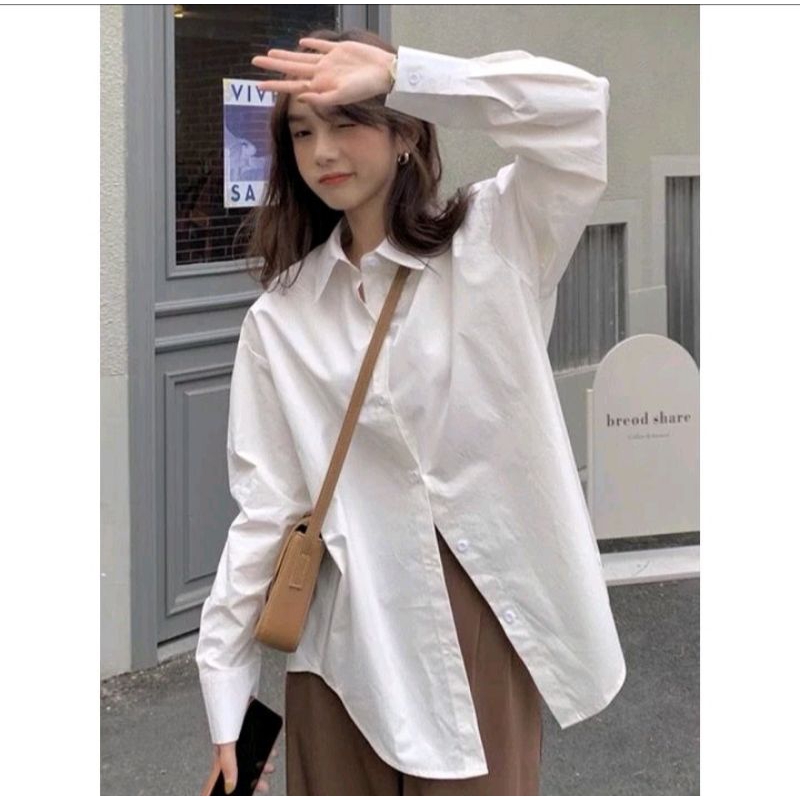 Dexy Loose Oversize Shirt Bahan Katun Poly Fit L