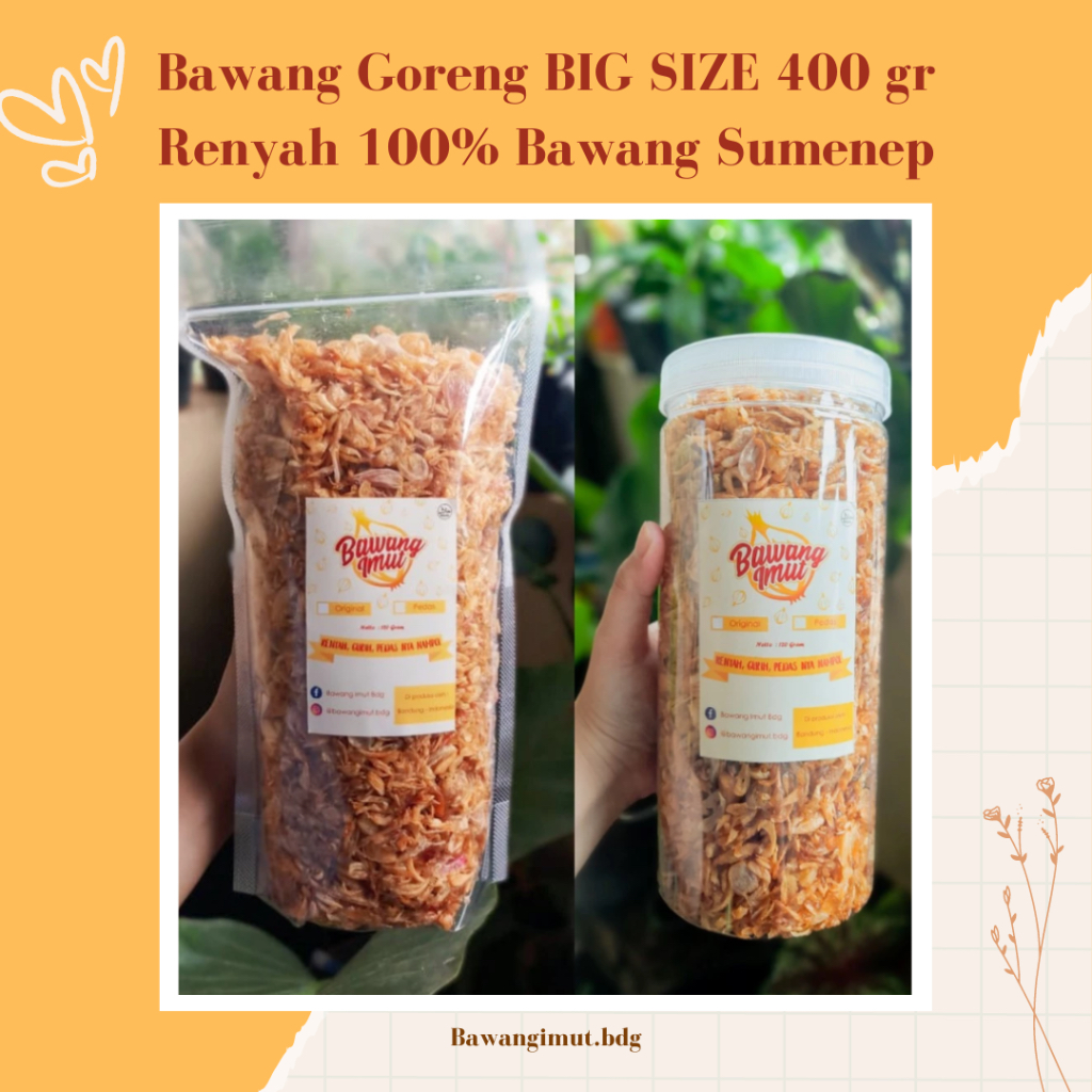 

400 gram Bawang Goreng Renyah / bagor / bagor pedas/bagor original/premium quality / bawang imut bdg