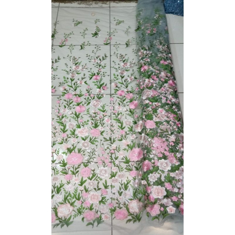 Kain garden/Tille Valentino/ Tille 3D/Tille bordir Valentino terbaru