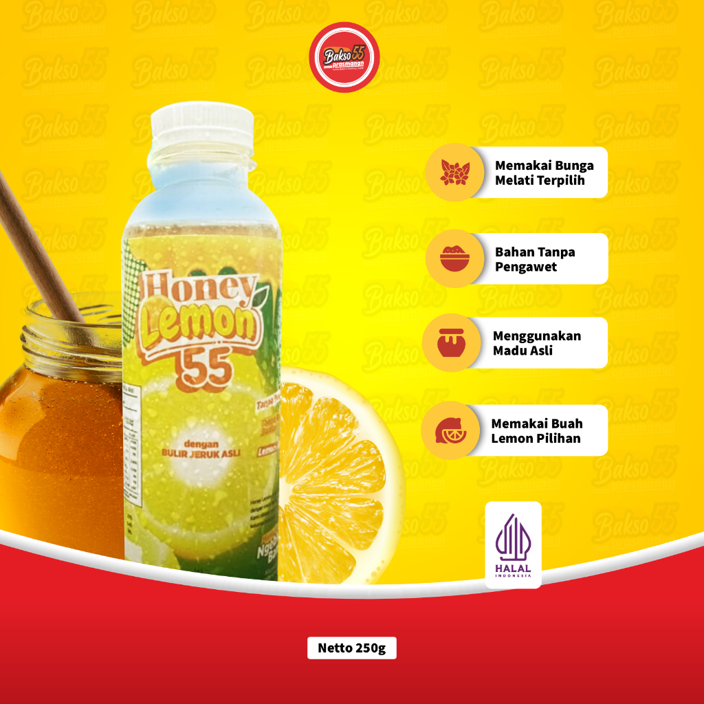 

Minuman Ekstrak Madu Honey Lemon 250 Gram Premium Drink Powder Tanpa Pemanis Perasa Dan Pewarna Buatan Aman