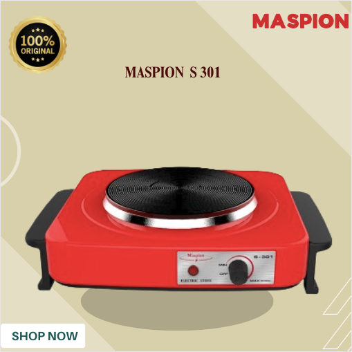 KOMPOR LISTRIK MASPION  S 301 KOMPOR 1 TUNGKU/MASPION KOMPOR LISTRIK BERGARANSI/S301/S-301/S 301/MAS