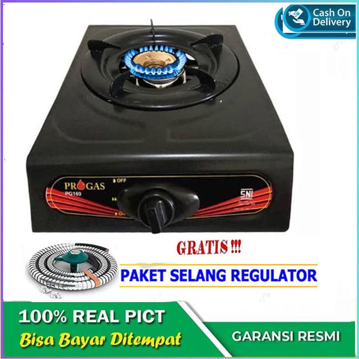 Kompor Gas progas 1 Tungku / Kompor Gas 1 Tungku & FREE Selang gas Paket Regulator SNI ORI MANTAP