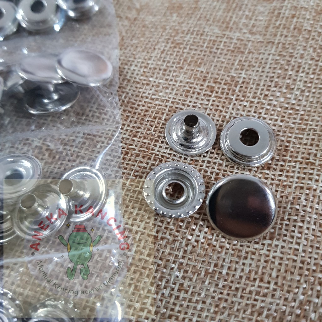 [20pcs] Kancing Jepret Besi Nikel Polos Ukuran 15mm - Kancing Cetet / Snap / Jepret Besi / Knop 1,5c