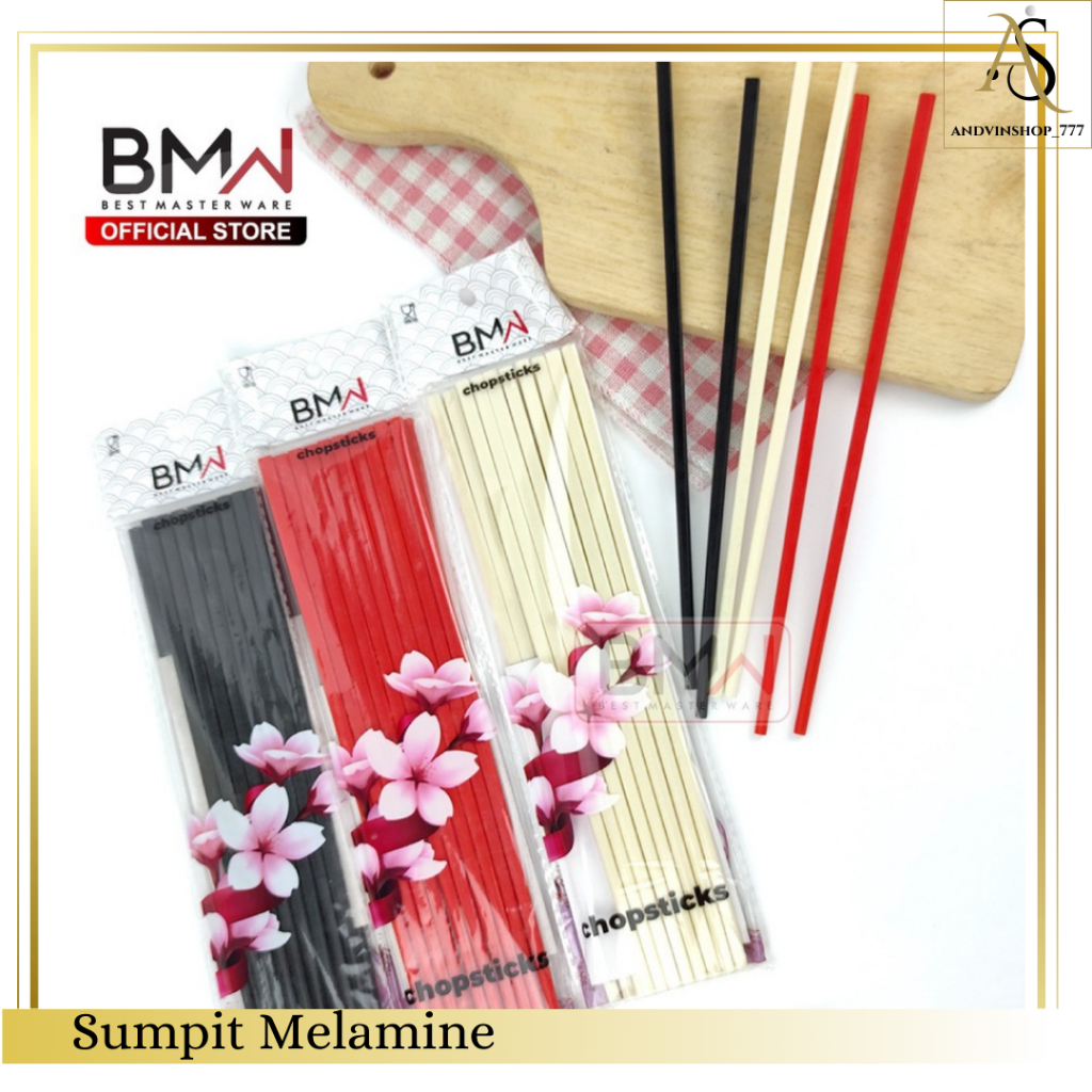 Sumpit Melamine 10Pasang Sumpit Gading Sumpit korea Sumpit mie Chopstick Merah Putih Hitam