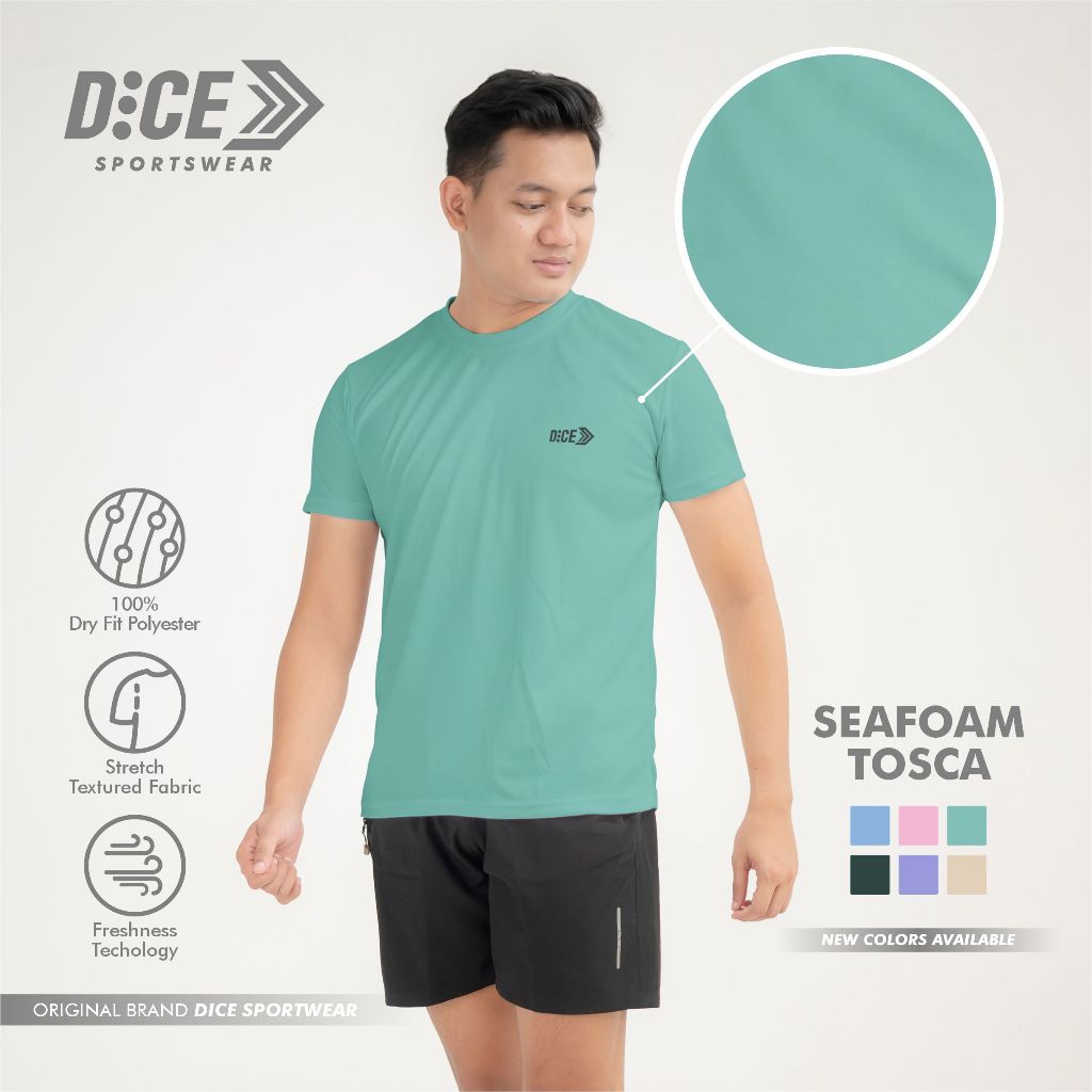 Jersey DiCE Seafoam Tosca Polos Kaos Voli Futsal Running Gym Pound Fit