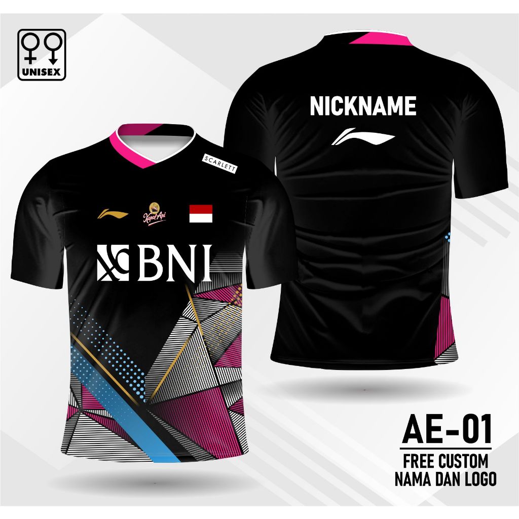 Jersey badminton lining  baju bulutangkis all england 2024 baju badminton free csustom nama