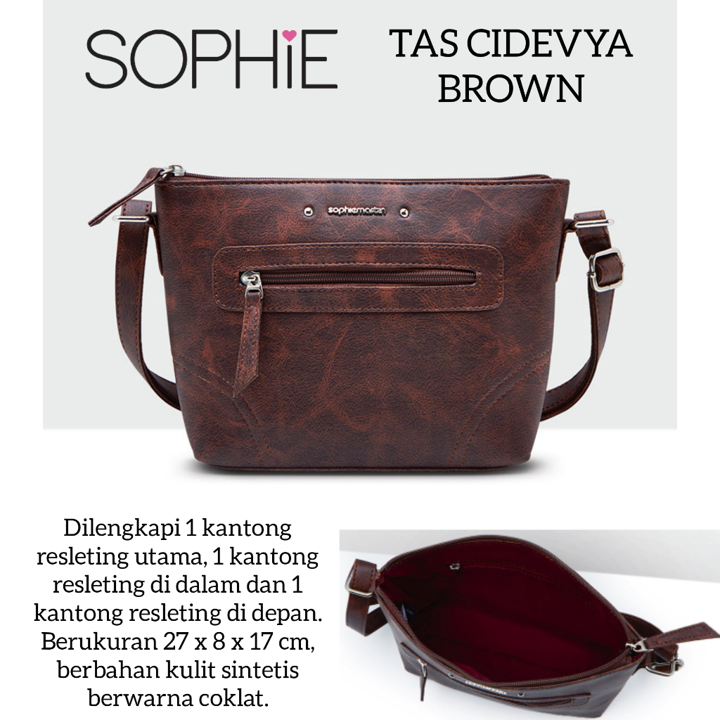 TAS CIDEVYA BROWN BLACK GREY SOPHIE MARTIN PARIS PROMO TAS SELEMPANG COKLAT HITAM ABU WANITA BAG