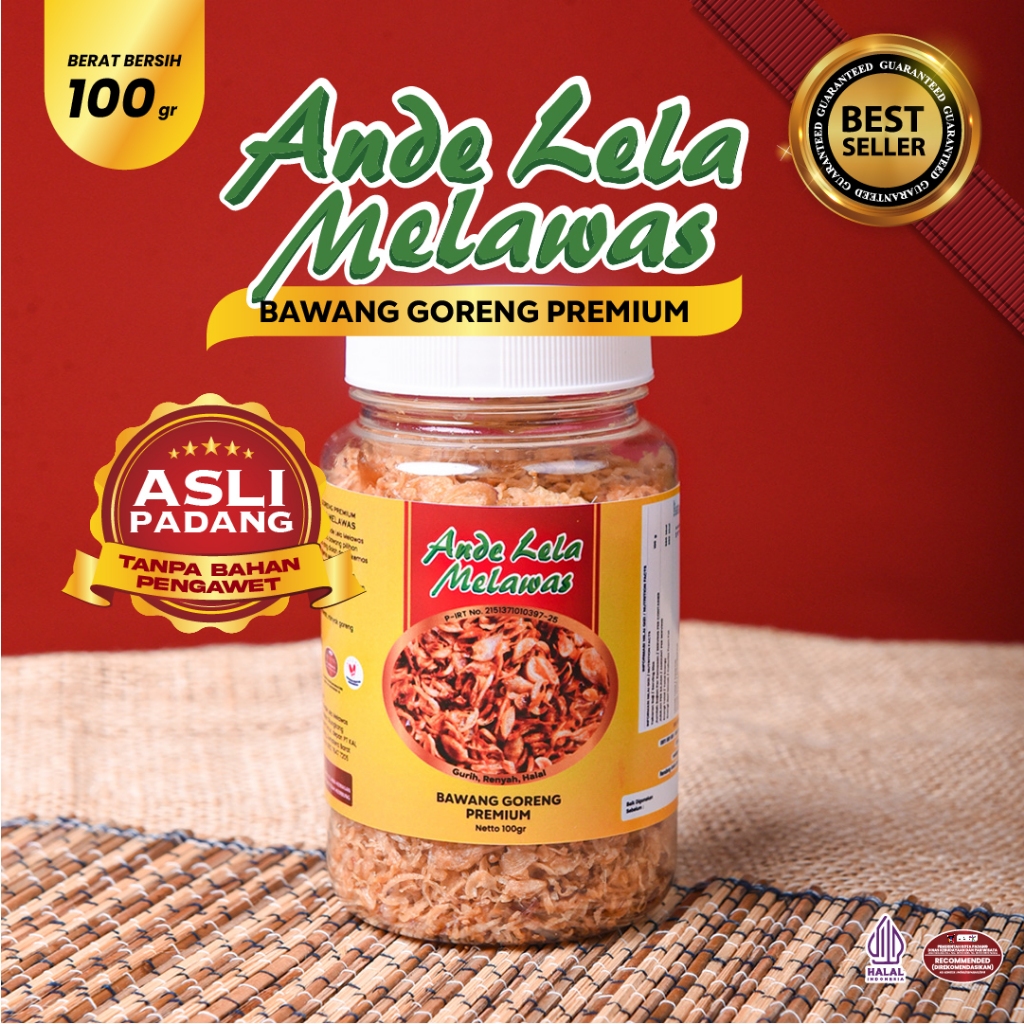 

[ 100 Gram ] Bawang Goreng Premium " Ande Lela Melawas " Khas Silungkang Sumatera barat | Makanan Siap Saji | Rendang Instan | Masakan Padang