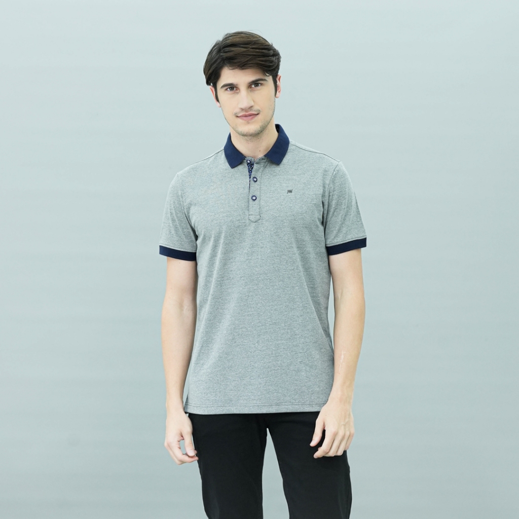 Johnwin - Kaos Polo - Kaos Pria - Kaos Lengan Pendek - Abu - Polos - AWS.625.M282E.01.C-S/S