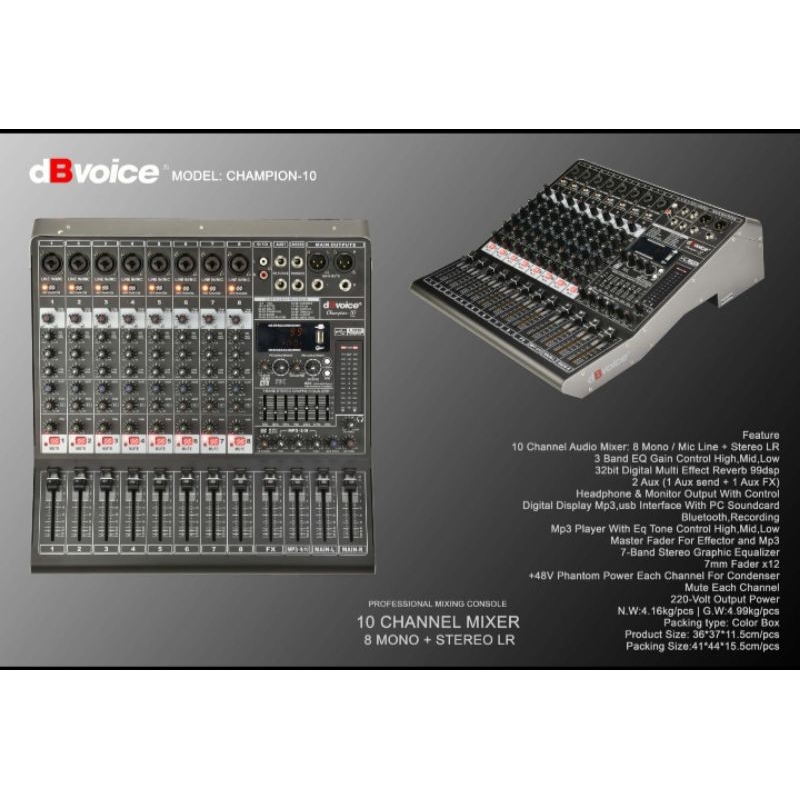 Mixer 10 channel dBvoice Champion 10 / champion10 Original Mixer Audio dB voice