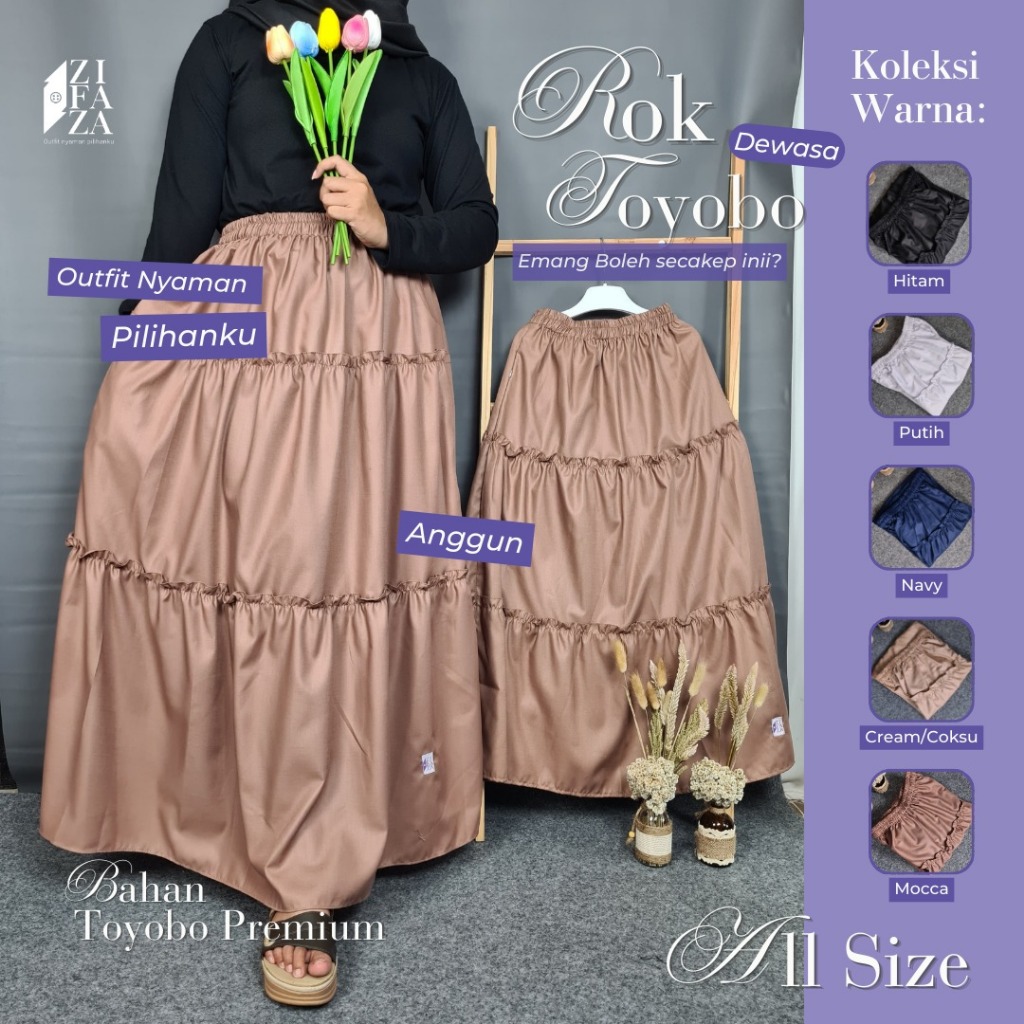 Rok Toyobo Premium - Rok Wanita Dewasa - Rok Dewasa Kekinian - Rok Wanita Panjang