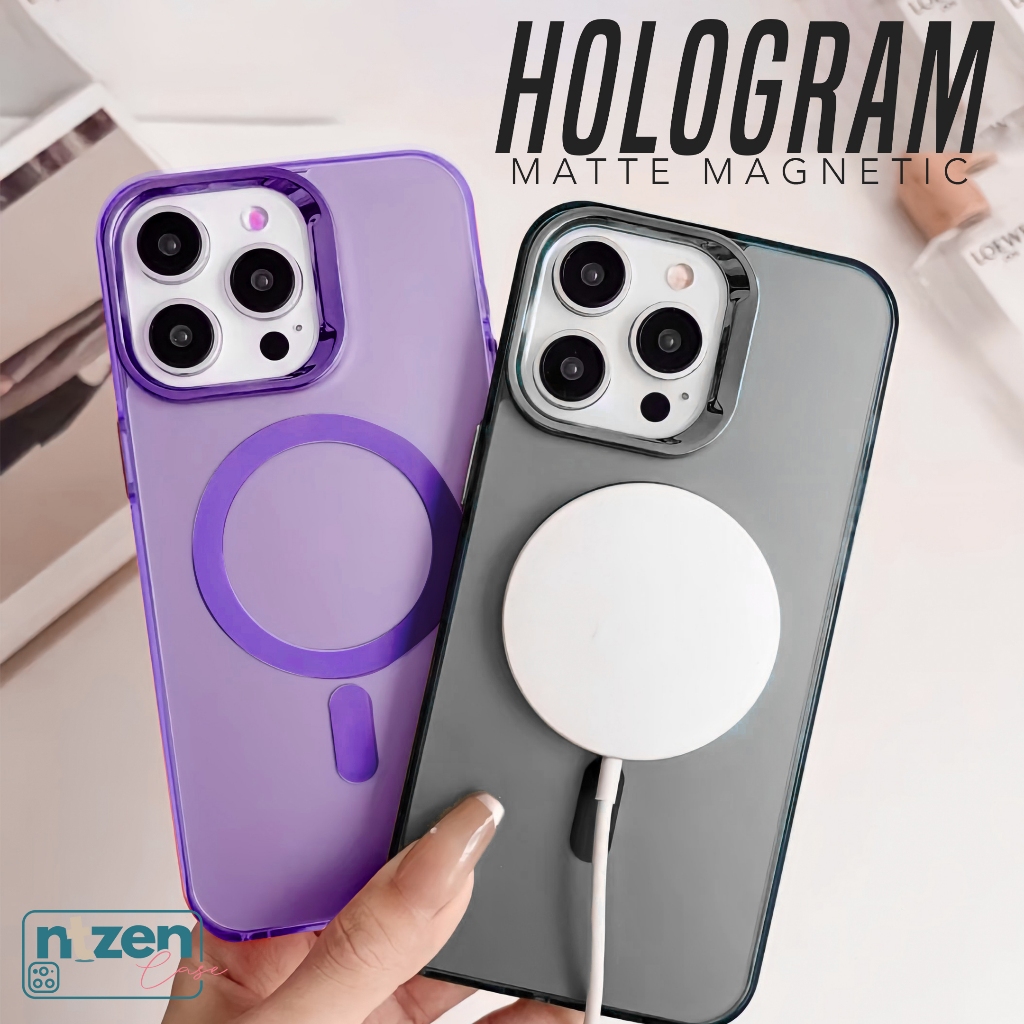 Case Iphone Hologram Matte Magnetic 11 12 13 14 Pro Max 15 Plus 16 17 Air