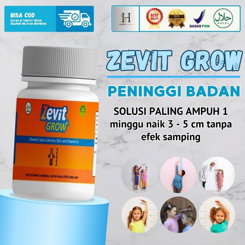 ZEVIT GROW Peninggi Badan - Suplemen Tinggi Badan - Vitamin Peninggi Badan Dewasa Remaja / ORIGINAL 