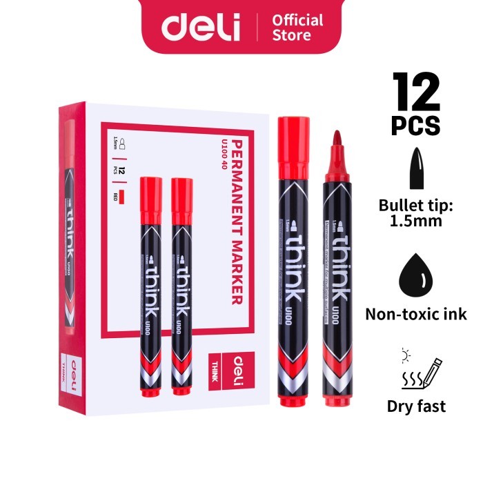 

Deli Spidol Permanen / Permanent Marker EU10040 - Merah