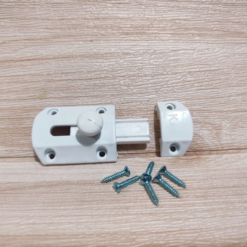 Grendel Plastik Kamar Mandi Pengunci Selot Pintu PVC 2 Inchi