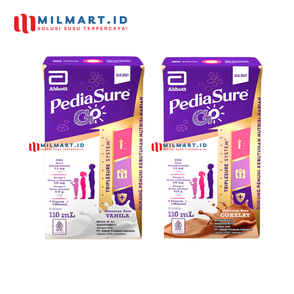 

PEDIASURE GO VANILA/COKELAT 110 ML PEDIASURE SUSU CAIR COKLAT SUSU UHT SUSU ANAK CHOCOLATE MINUM SEKALI