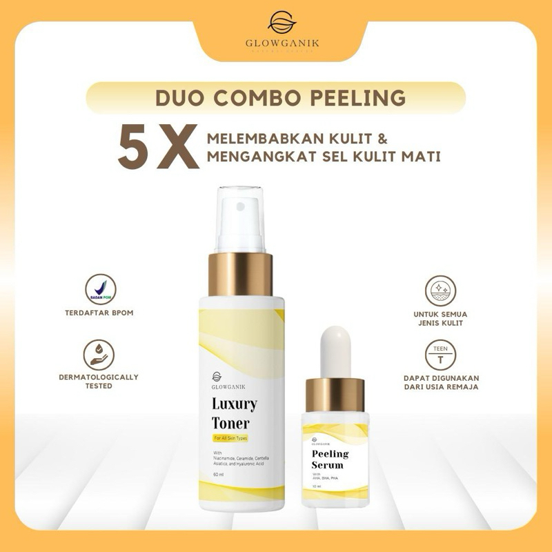 [BPOM] DUO COMBO PEELING SERUM TONER EXFO EXFOLIATION pengelupasan halus wajah glowing mulus