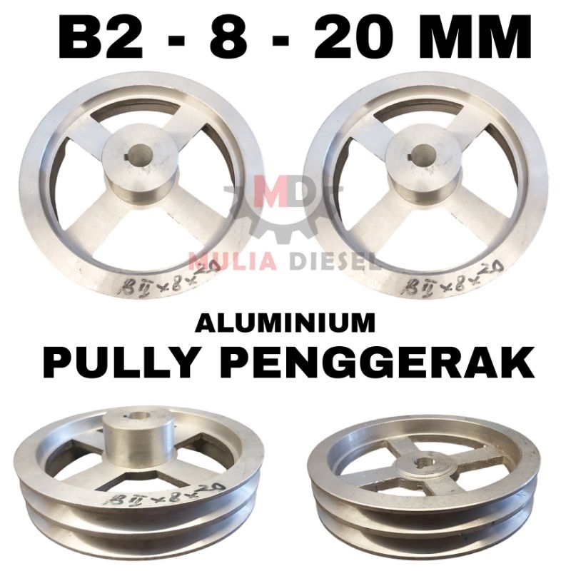 Pully Penggerak Poli Mesin B2 8 20 MM Aluminium 8 inci 20mm