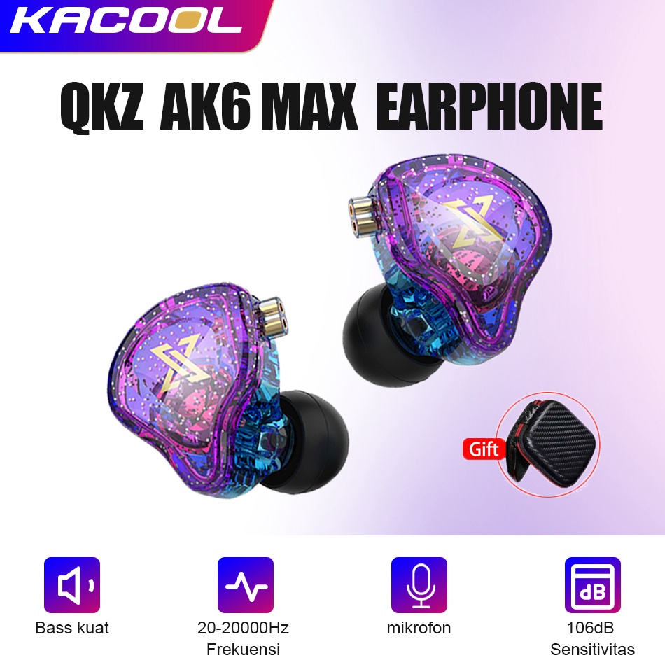 Tren Terbaru QKZ AK6 MAX InEar Monitor Dinamis Earphone HiFi Bass Kabel Sport Headphone Gaming Heads