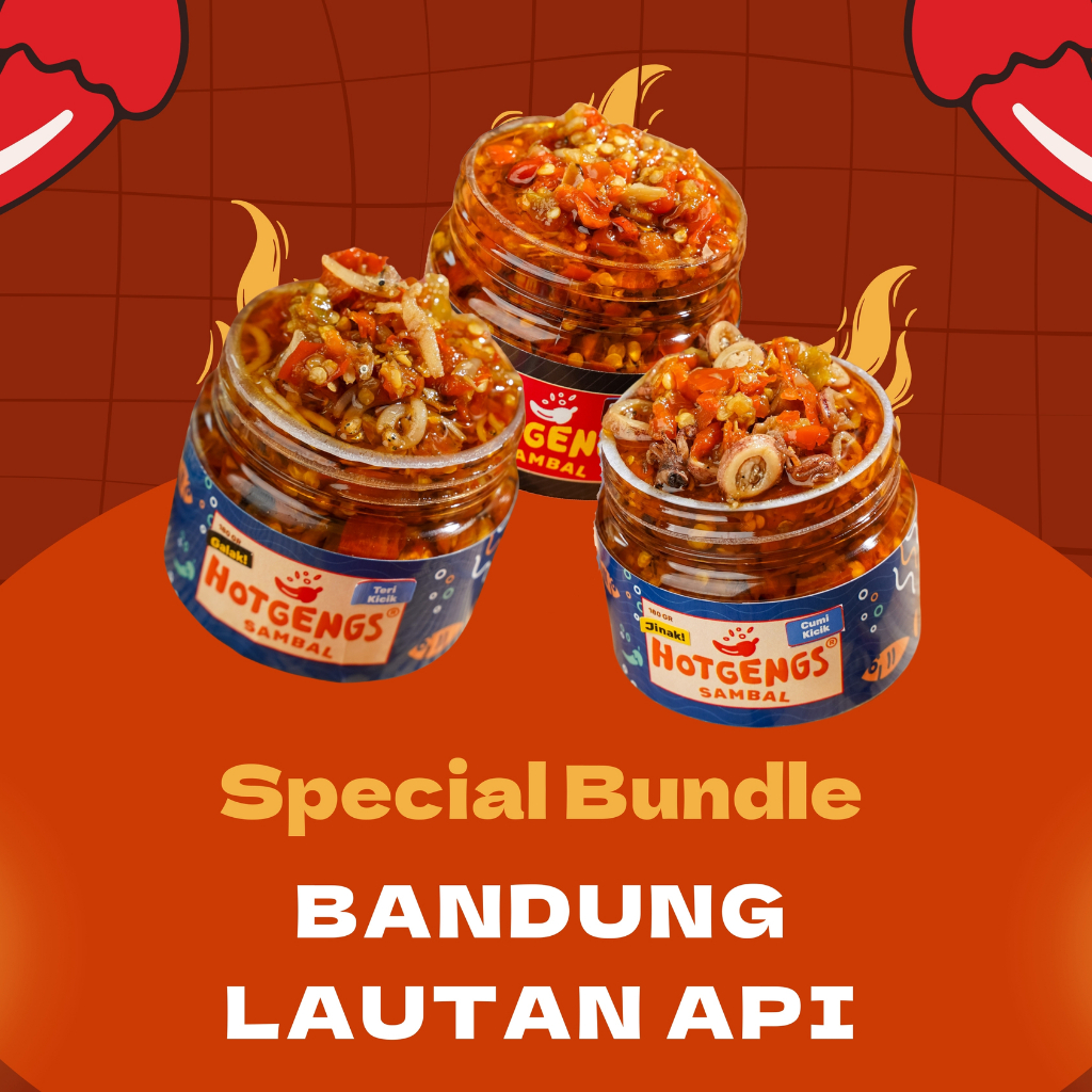 

Sambal Hotgengs - Paket Bandung Lautan Api Tiga Botol @125 Gram - Varian Sambal [Original Sejati, Cumi Kicik & Teri Kicik]