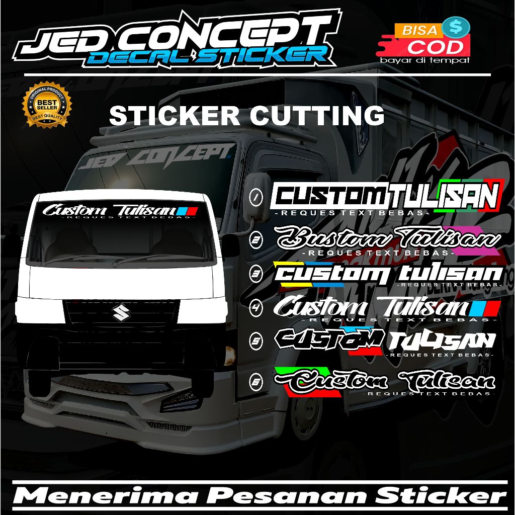 stiker cutting kaca depan mobil pick up new carry , granmax , l300 elsapek , tss futura ,traga ,requ