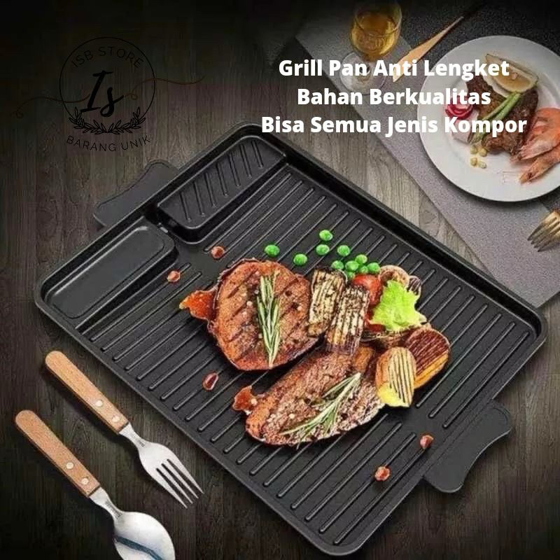 MULTI BBQ Grill Pan Yakiniku ORIGINAL Alat Bakaran Anti Lengket / Panggangan KOREAN BBQ Grill Anti L