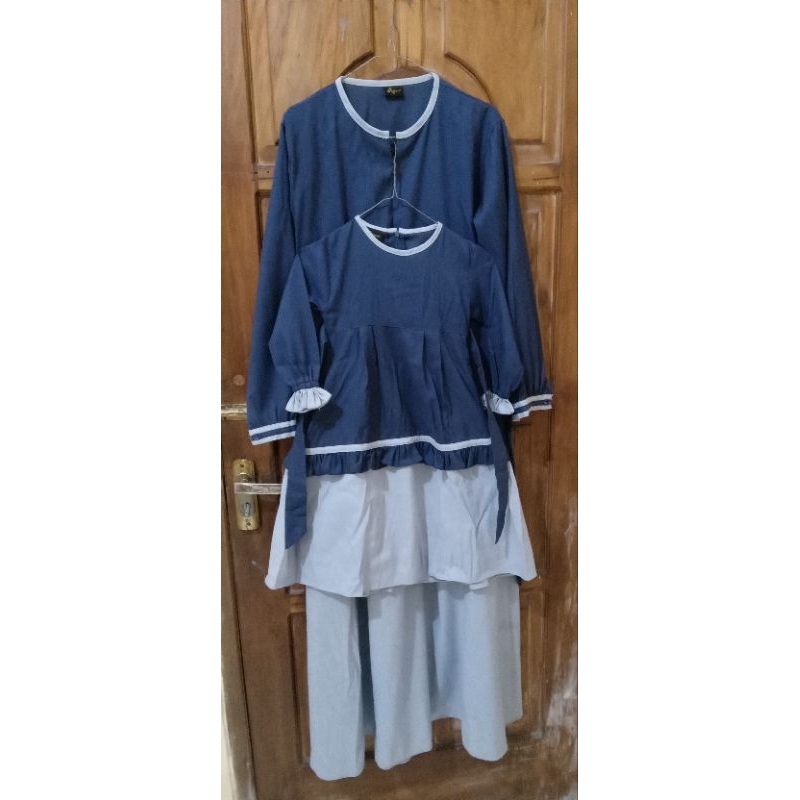 preloved gamis michan madina navy ibu dan anak