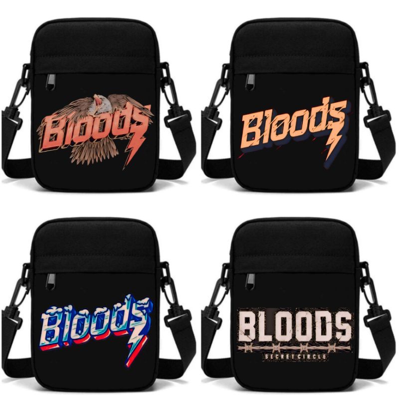 Tas Selempang Hitam Bloods Distro Bahan 100% Kanvas Cordura / Tas Selempang Mini Bloods / Sling Bag 